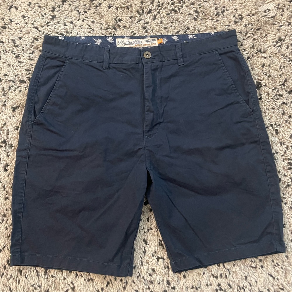 Huntington Slim Fit Stretch Twill Navy Blue Men's Shorts